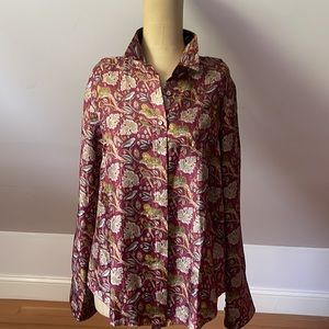 J. Crew Collection silk tiger  button down shirt